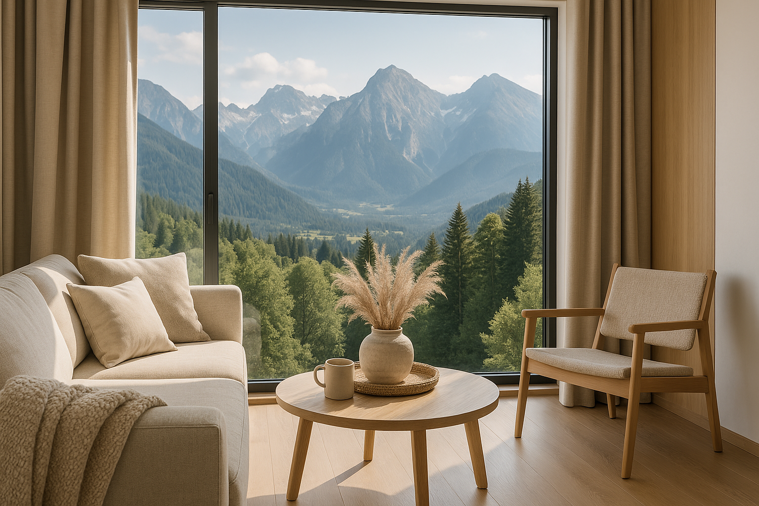Komfortowy apartament w górach z widokiem na górski krajobraz